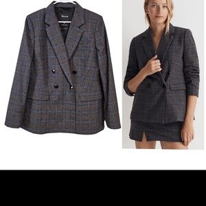 Women's Madewell The Rosedale Blazor Double Breasted Plaid Wool Blend Size 18W